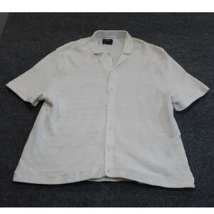 NWOT Abercrombie Fitch Mens Knit Textured Short Sleeve Button Up Shirt XXL White